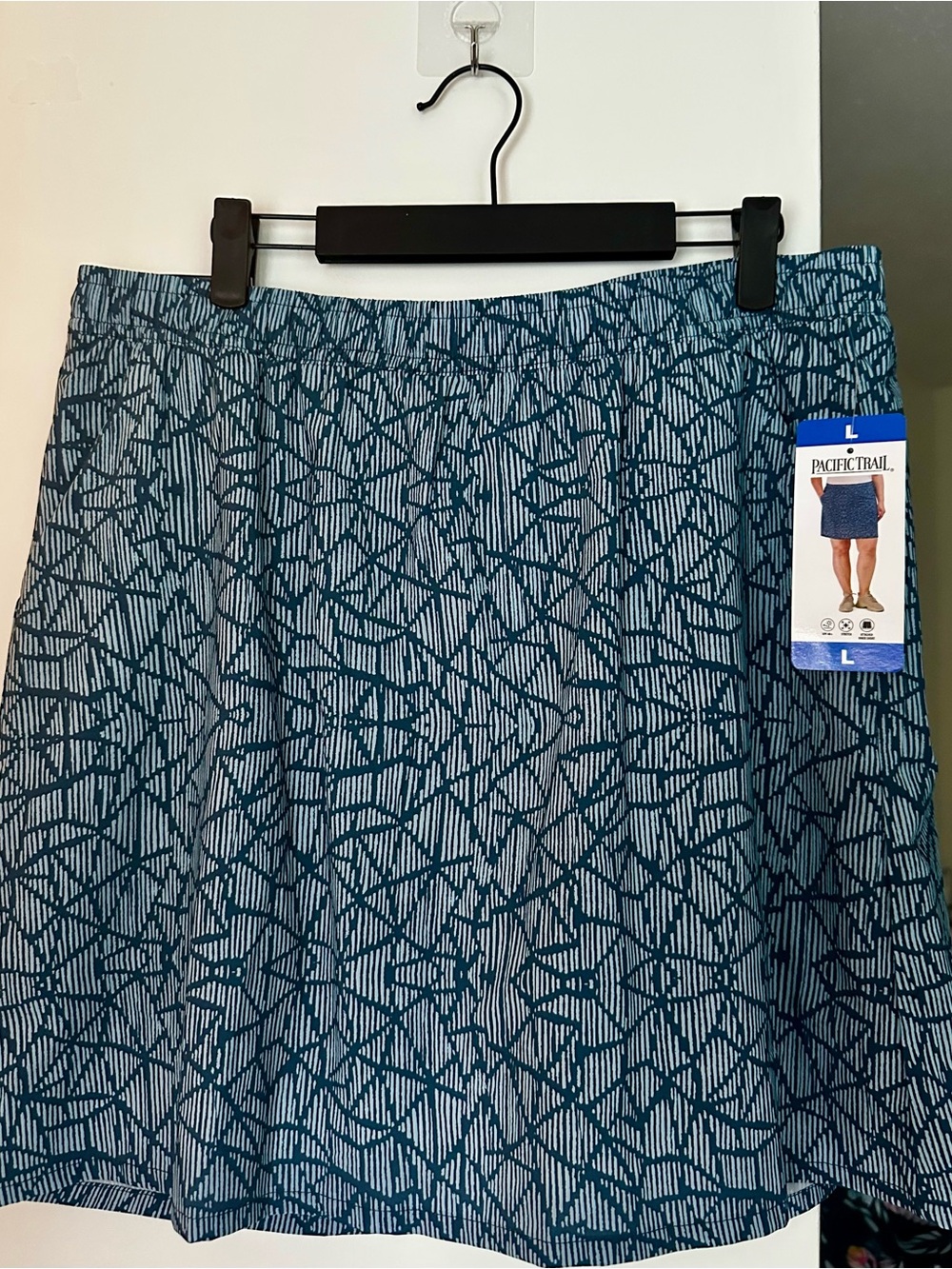 Pacific Trail Teal & Navy Geometric Skort